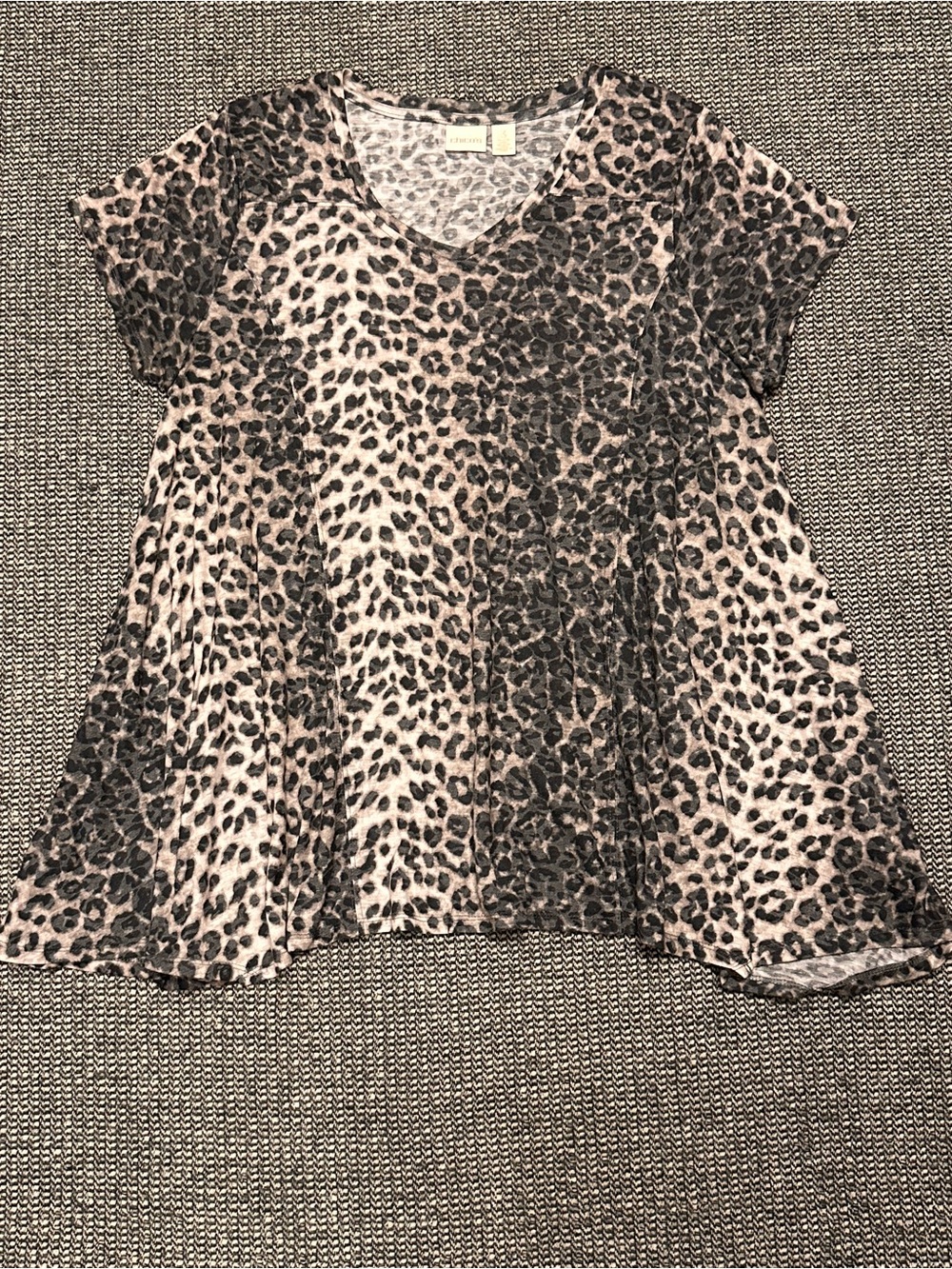 Chico's Leopard Print Short Sleeve Top